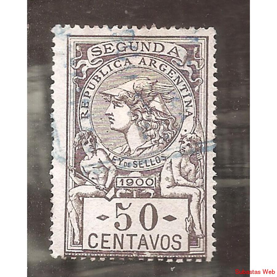 ARGENTINA 1900 LEY DE SELLOS DE 50 CENTAVOS USADA