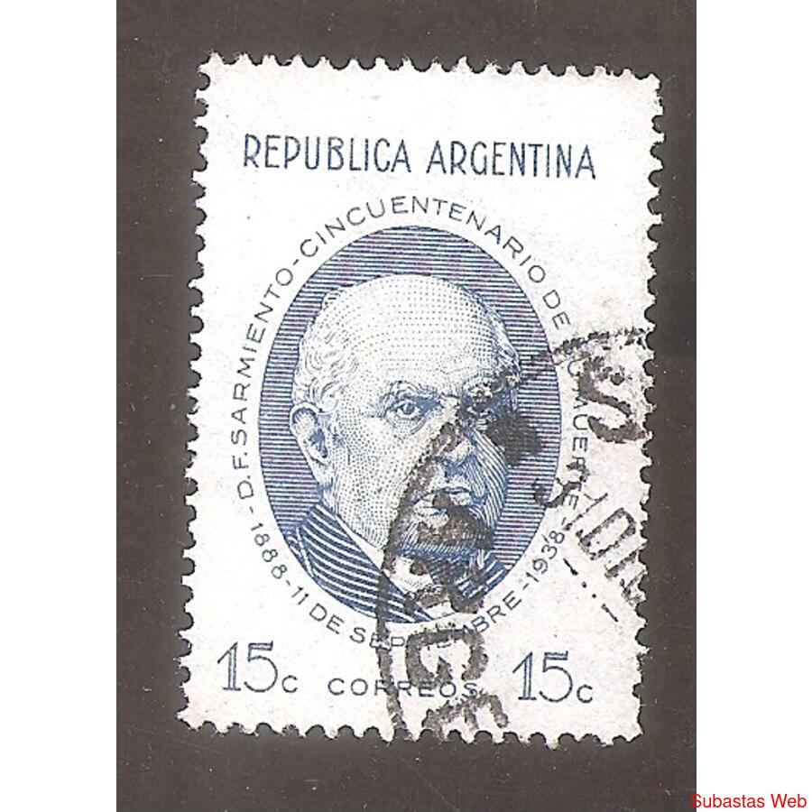 ARGENTIINA 1938(389) CINCUENTENARIO MUERTE DE SARMINETO  USA