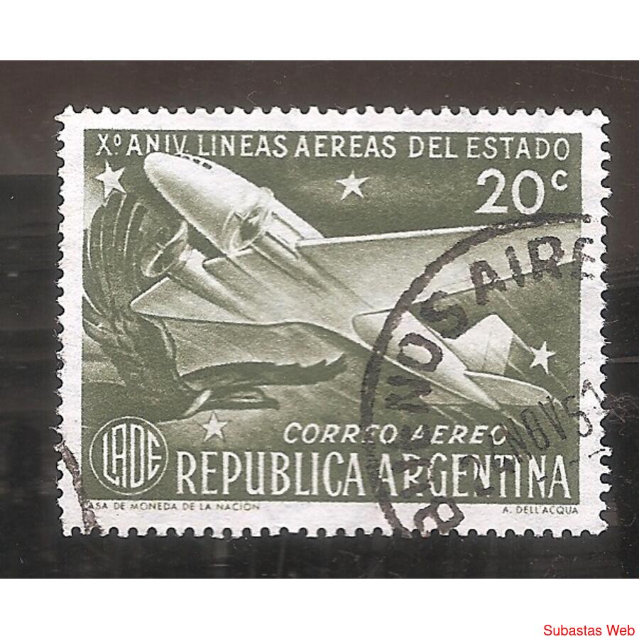ARGENTINA 1951(A39)  LINEAS AEREAS DEL ESTADO  USADA