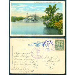 PANAMA 1928. TP DESTRUCTOR USS RHODE ISLAND EN EL LAGO GATUN