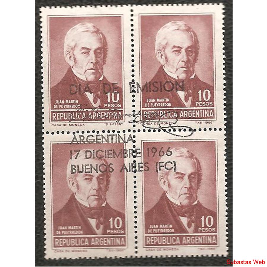 ARGENTINA 1966(780) JUAN M. PUEYRREDON  CUADRITO PDE