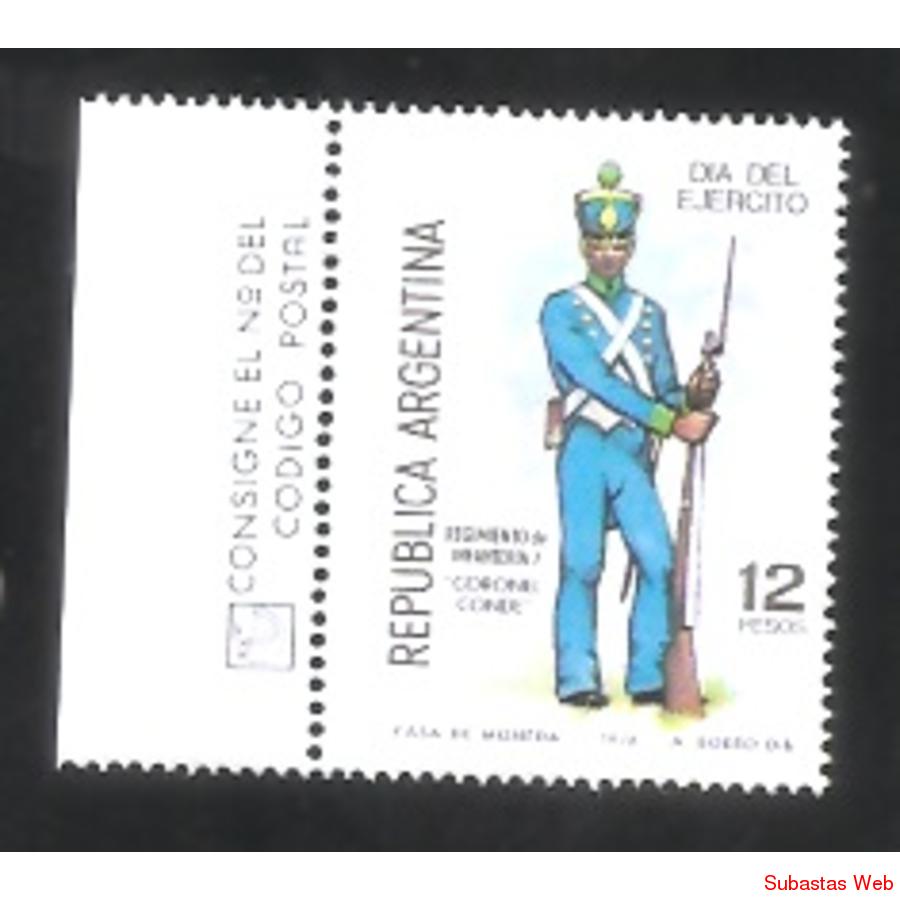 ARGENTINA 1976(1052) DIA DEL EJERCITO CON BORDE DE HOJA
