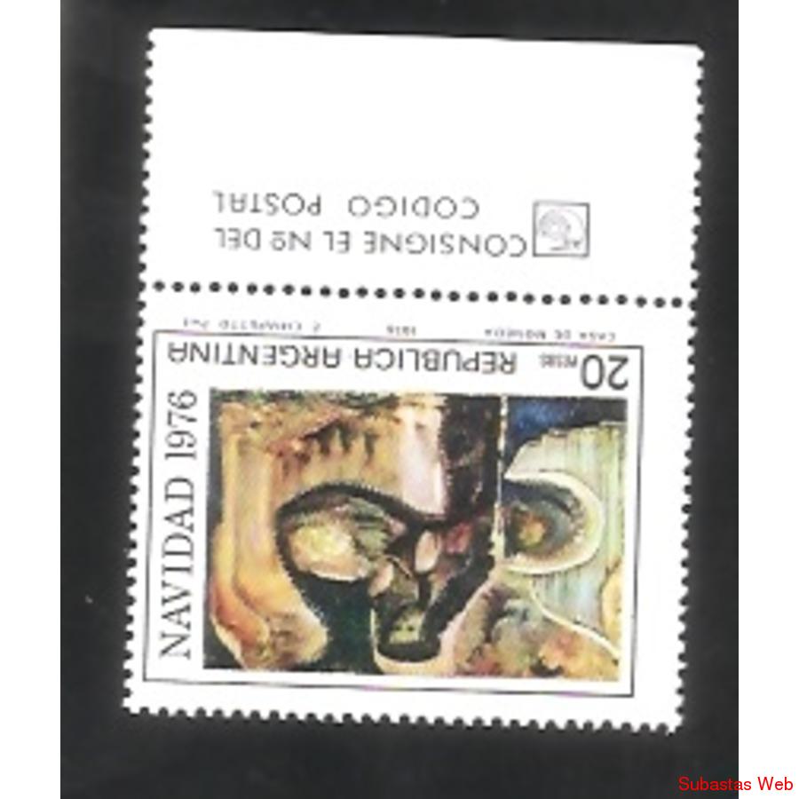 ARGENTINA 1976(1074) NAVIDAD CON BORDE DE HOJA
