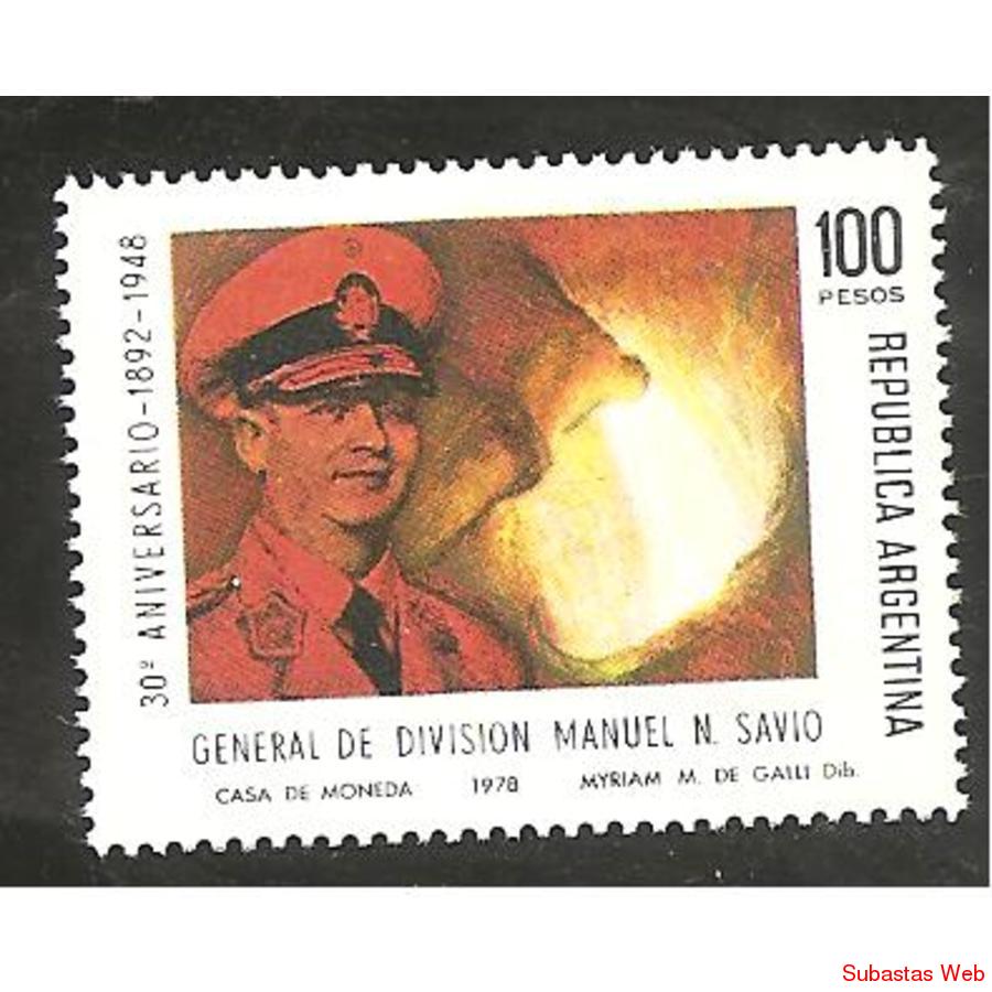 ARGENTINA 1978(1141) FALLECIMIENTO DEL GENERAL SAVIO MINT