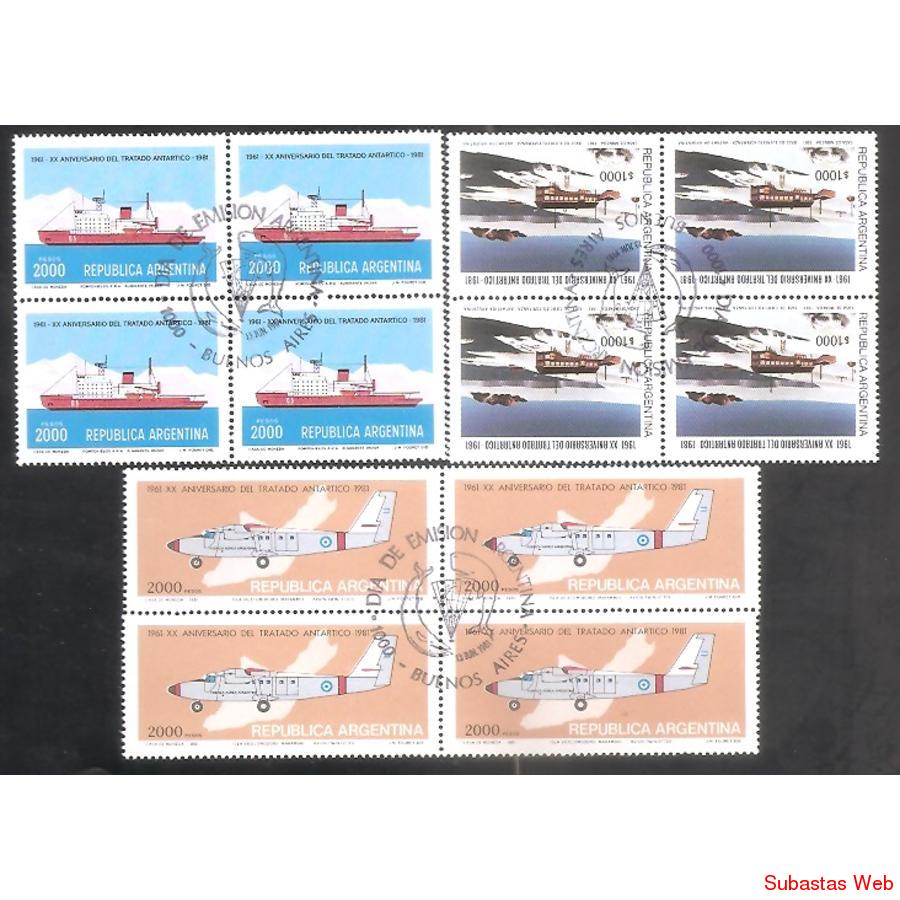 ARGENTINA 1981(1291-93) TRATADO ANTARTICO CUADRITOS PDE