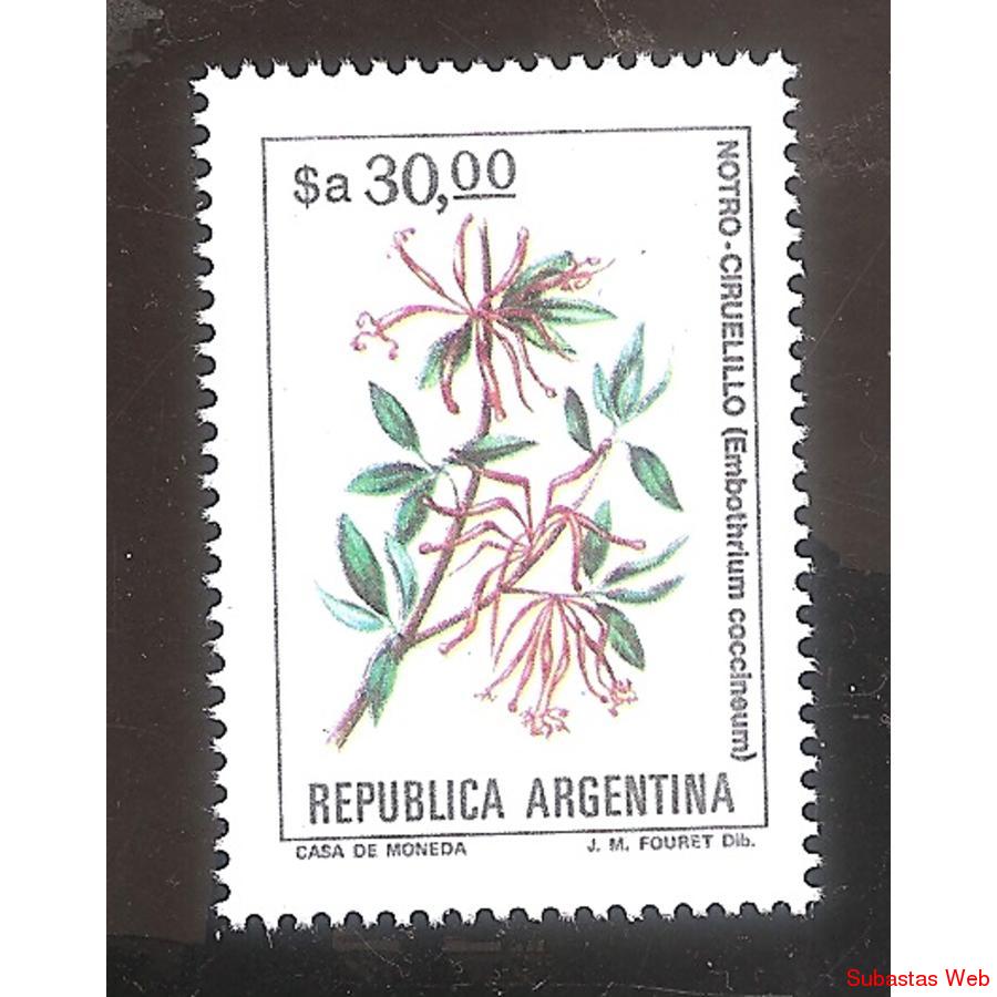 ARGENTINA 1984(1496a) FLORES: CIRUELILLO  FLUORESCENTE MINT