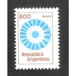ARGENTINA 1980(1281) CORREO ORDINARIO; ESCARAPELA $800 MINT
