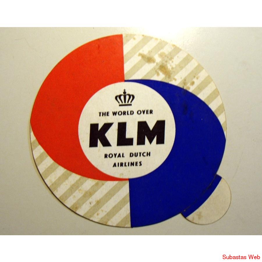Antiguo Calco KLM Airlines 1960 Nuevo. Vintage