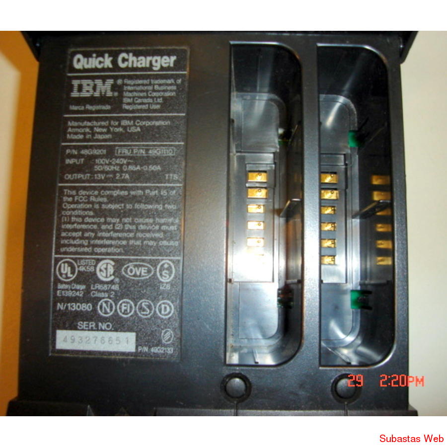 Cargador Doble IBM Notebook Original. Quick Charger(48G9201)