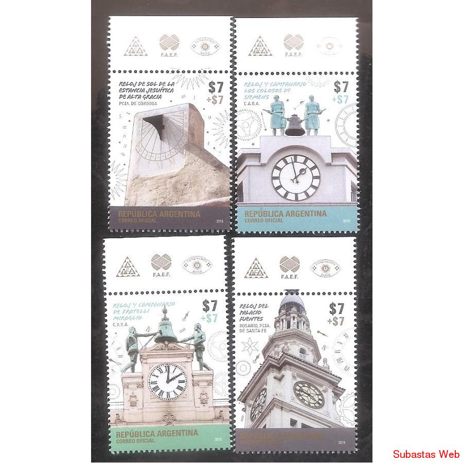 ARGENTINA 2015 (4114-17) RELOJES Y CAMPANARIOS CON BORDE