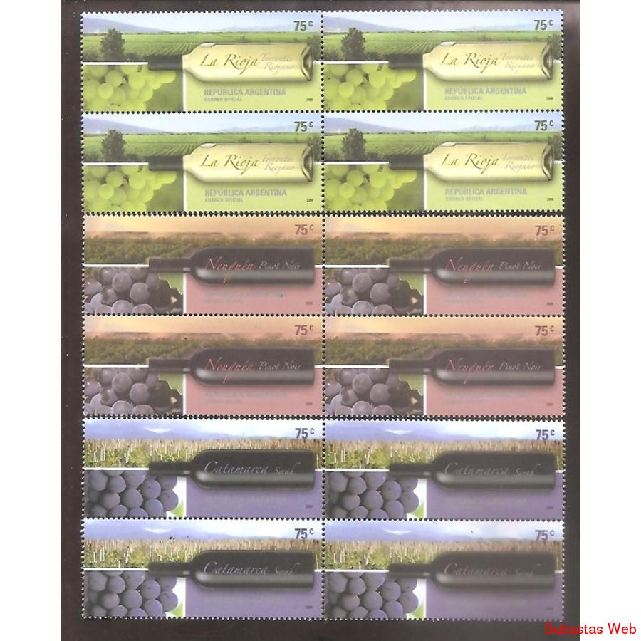 ARGENTINA 2006 CUADRITOS MT2836-38 TURISMO: VINOS