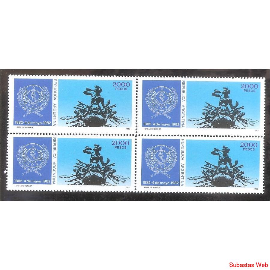 ARGENTINA 1982 CUADRITO MT1336 CENTENARIO DEL CENTRO NAVAL