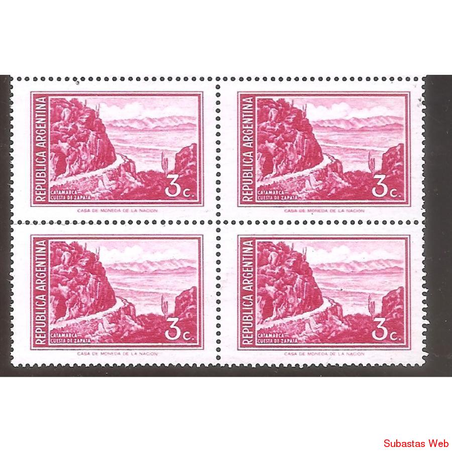 ARGENTINA 1971 CUADRITO MT884 CUESTA DEL ZAPATA FLUORESCENT