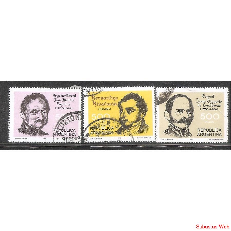 ARGENTINA 1980 (MT1238-40) BICENTENARIO DE PROCERES,  USADAS
