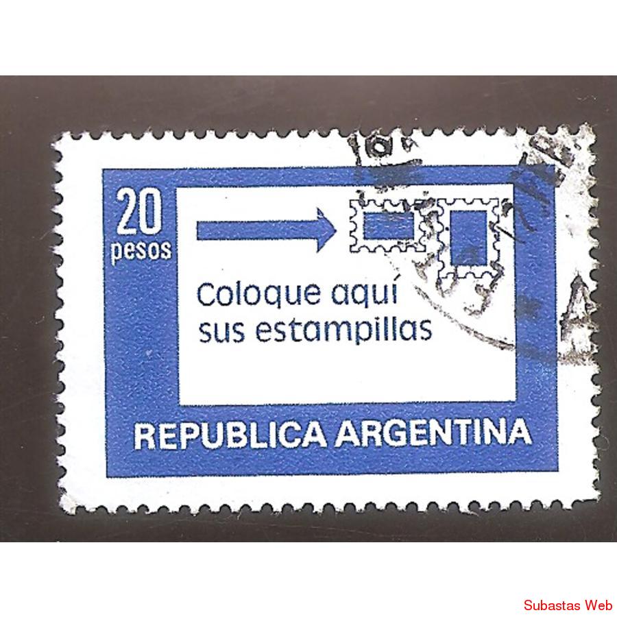 ARGENTINA 1978 (MT1144a) DIFUSION SERVICIOS $20 TIZADO FLUO