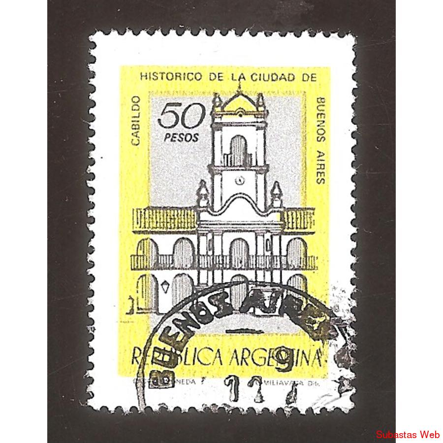 ARGENTINA 1977 (MT1083a) CABILDO TIZADO FLUO,  USADA