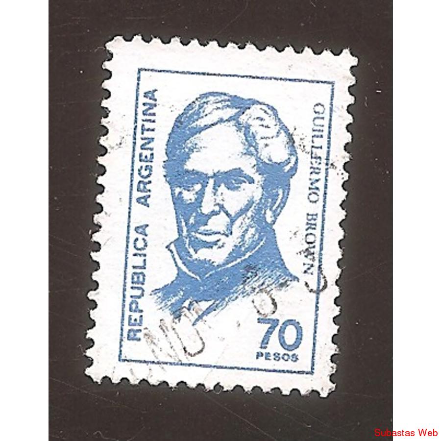 ARGENTINA 1976 (MT1068a) PROCERES: BROWN DE $70 PAPEL MATE,