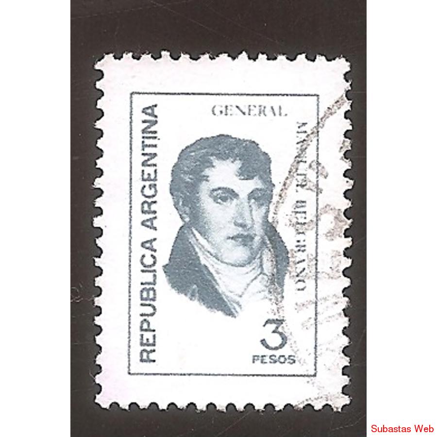 ARGENTINA 1976 (MT1058a) PROCERES: BELGRANO DE $3 MATE,  USA
