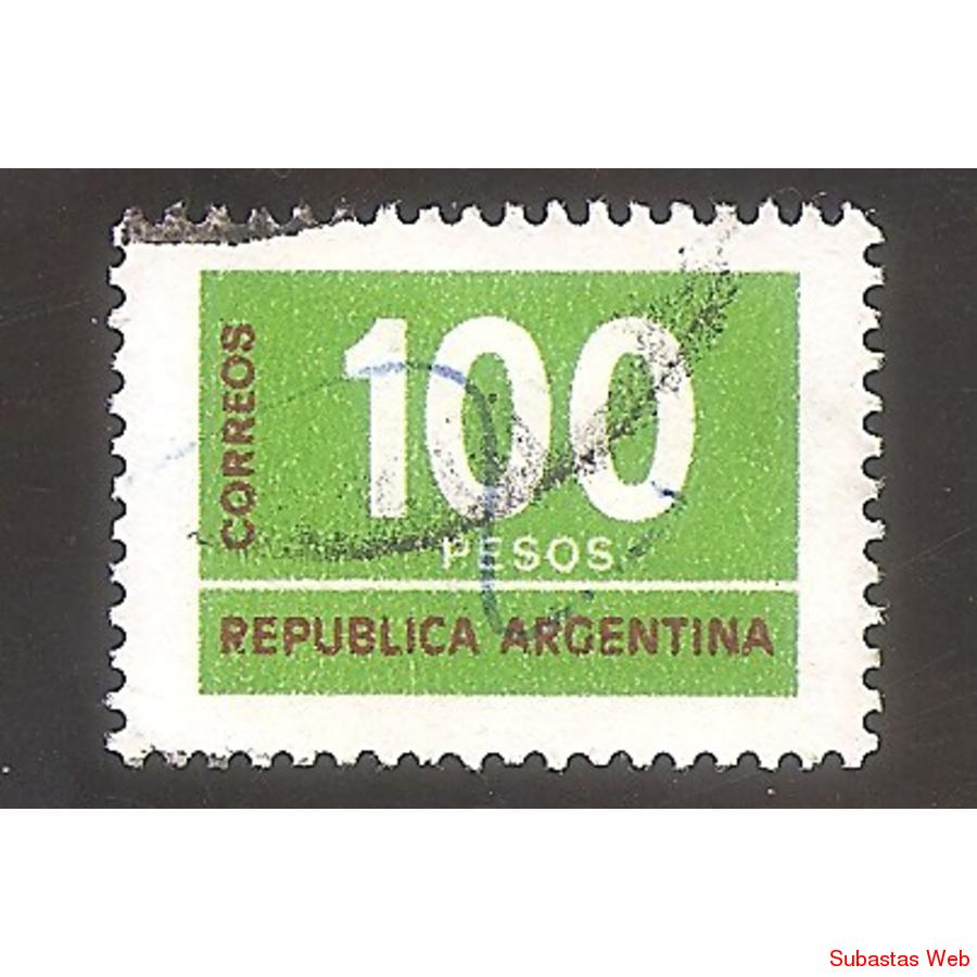 ARGEN1976  (MT1048a) CIFRAS DE $100  MATE FLUO,  USADA