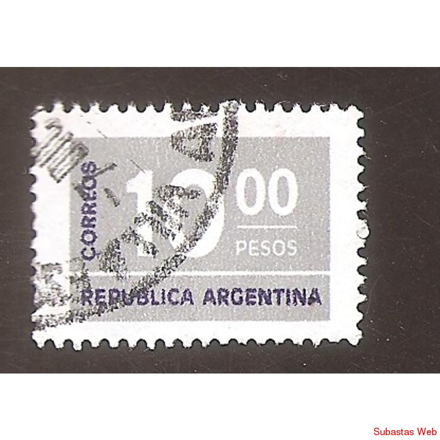 ARGENTINA 1976 (MT1044c) CIFRAS DE $10, PAPELMATE,  USADA