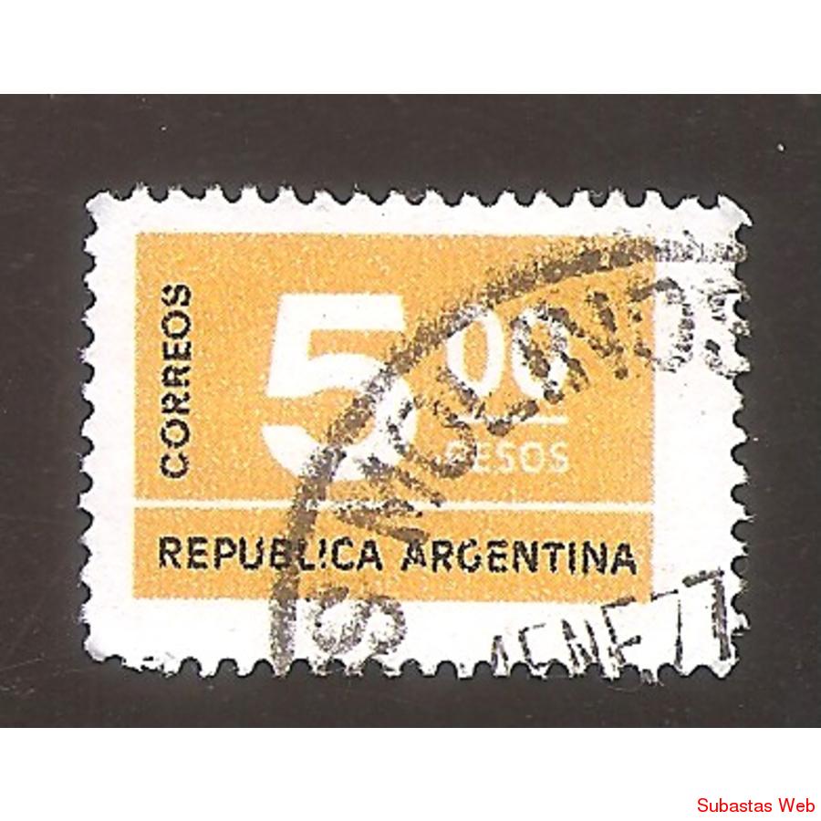 ARGENTINA 1976 (MT1043c) CIFRAS  DE $5  MATE FLUO,  USADA