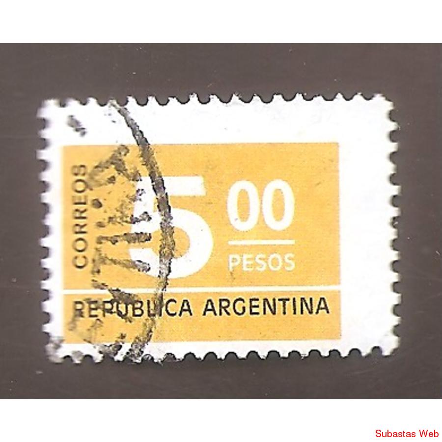 ARGENTINA 1976 (MT1043) CIFRAS DE $5 TIZADO FLUO,  USADA