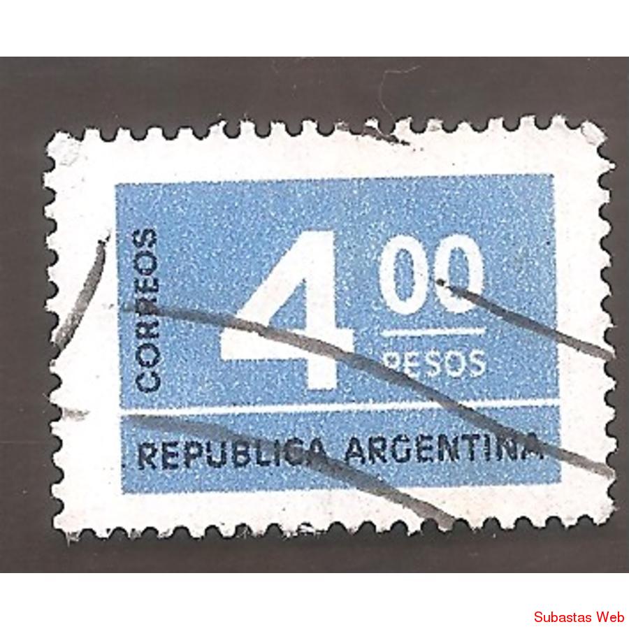ARGENTINA 1976 (MT1042a) CIFRAS DE $4  PAPEL MATE,  USADA