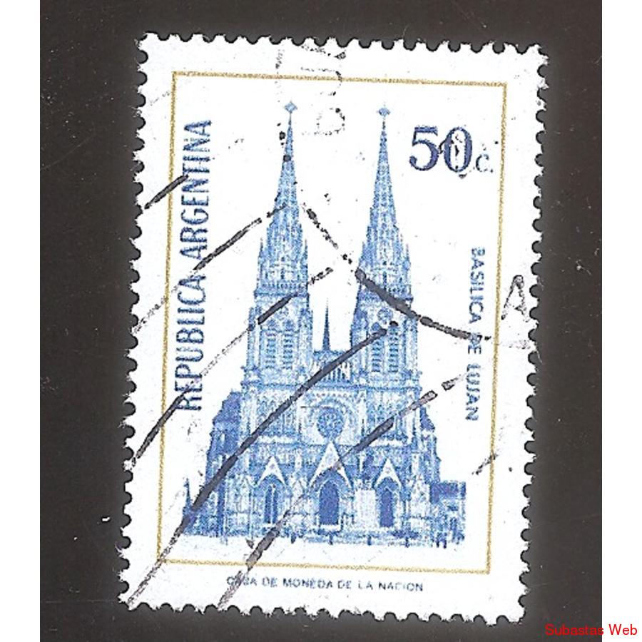 ARGENTINA 1975 (MT1031) BASILICA LUJAN, TIZADO FLUO,  USADA