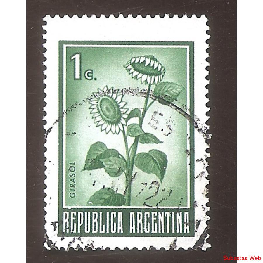 ARGENTINA 1971 (MT883) GIRASOL DE $0,01  HUECOGRABADO  USADA