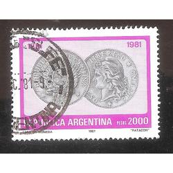 ARGENTINA 1981 (MT1320) PRIMERAS MONEDAS SELLO1,  USADA