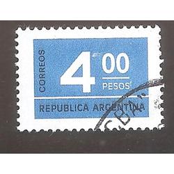 ARGENTINA 1976 (MT1042) CIFRAS DE $4 PAPEL TIZADO,  USADA