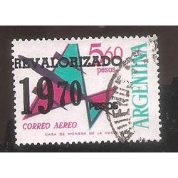 ARGENTINA 1975 (MT153 aerea) AVIONCITO REVALORIZADO  USADA