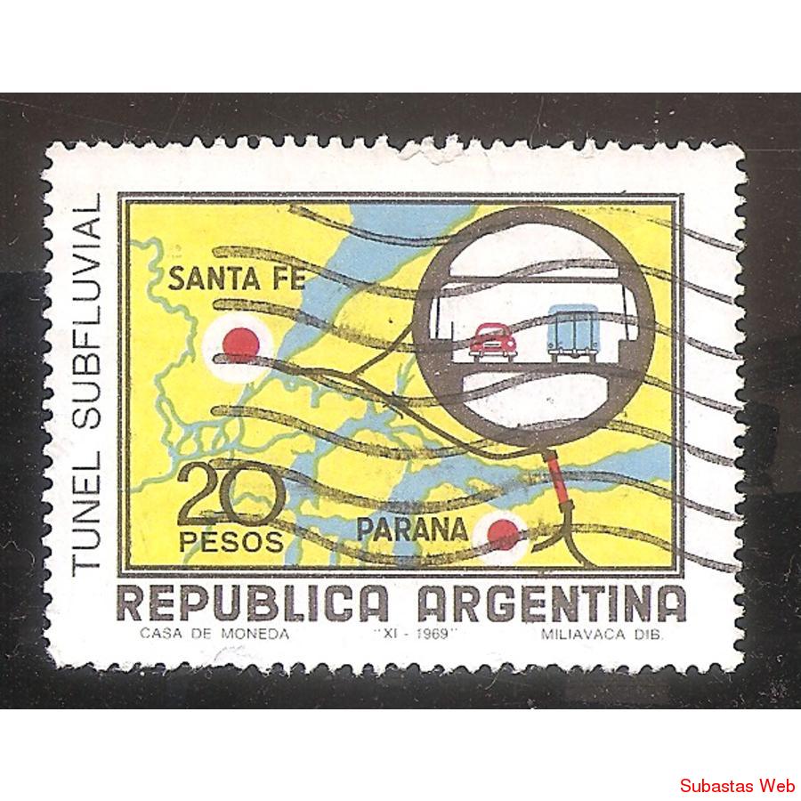 ARGENTINA 1969 (MT859) OBRAS INFRAESTRUCTURA SELLO 2,  USADO
