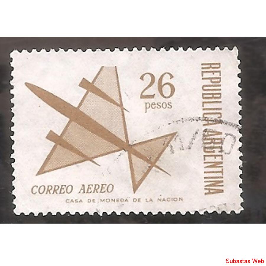 ARGENTINA 1967 (MT118 Aerea) DIBUJO DE UN AVION DE $26 USADA