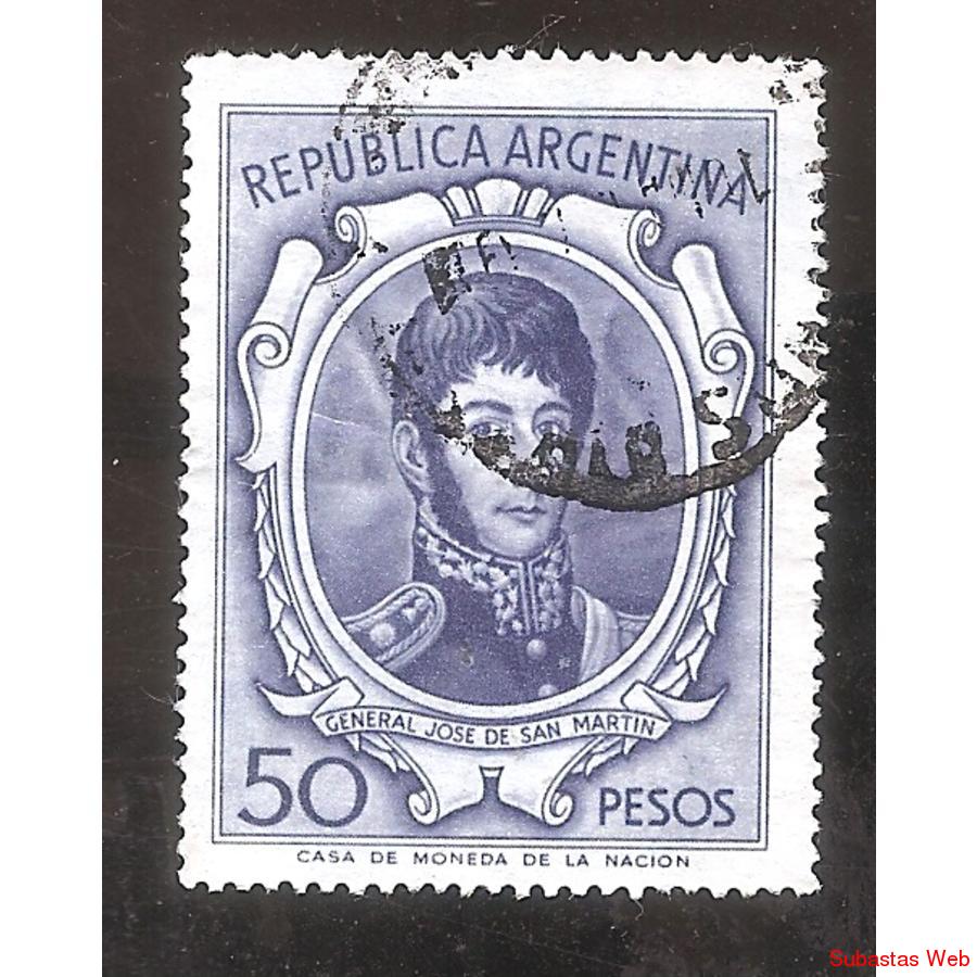 ARGENTINA 1965 (MT720) PROCERES SAN MARTIN  TIZADO, USADA