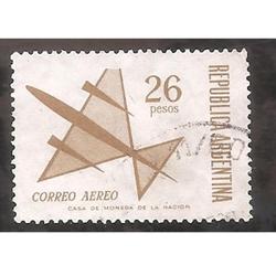 ARGENTINA 1967 (MT118 Aerea) DIBUJO DE UN AVION DE $26 USADA