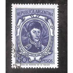 ARGENTINA 1966 (MT782b) PROCERES SAN MARTIN $50 TIZADO,USADA