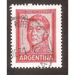 ARGENTINA 1966 (MT781) PROCERES SAN MARTIN $20 TIZADO  USADA