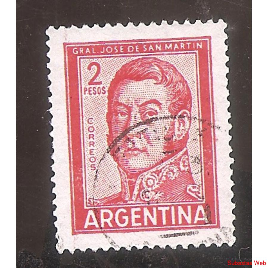 ARGENTINA 1959(604C) SAN MARTIN  TIPOGRAFIA MATE, USADA