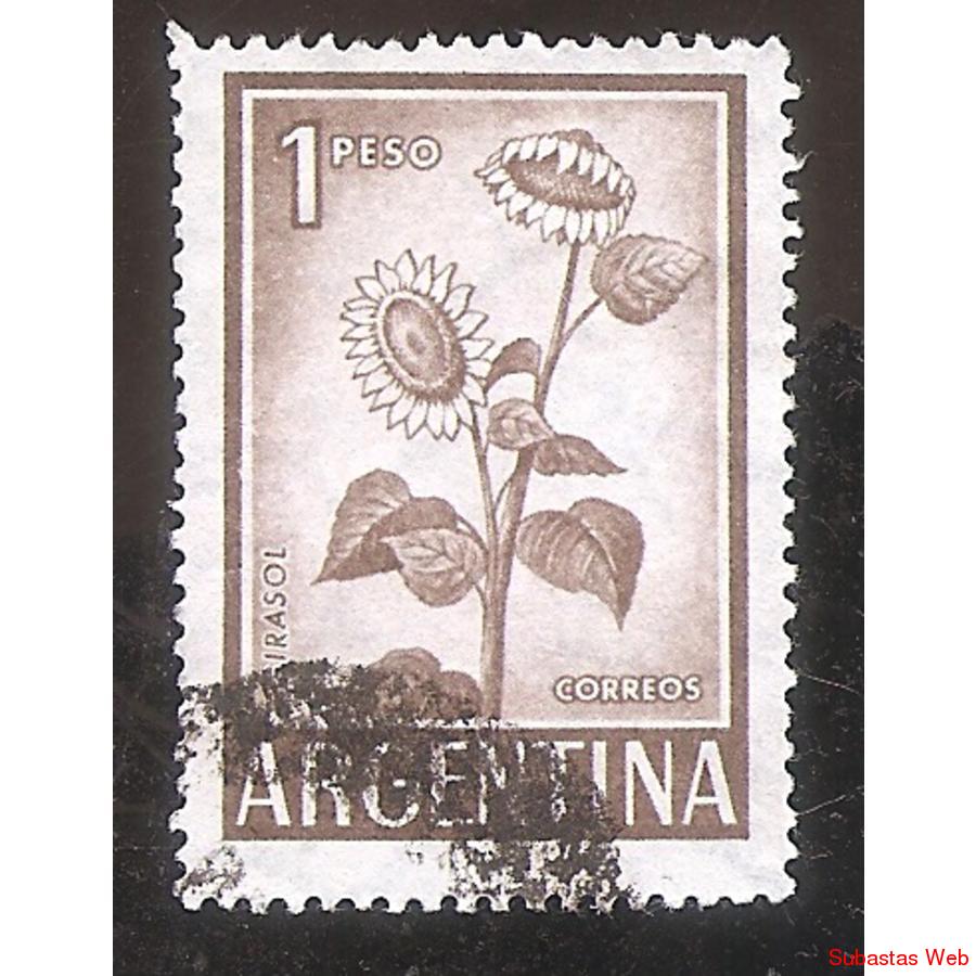 ARGENTINA 1959(MT604Aa) GIRASOL HUECOGRABADO MATE  USADA