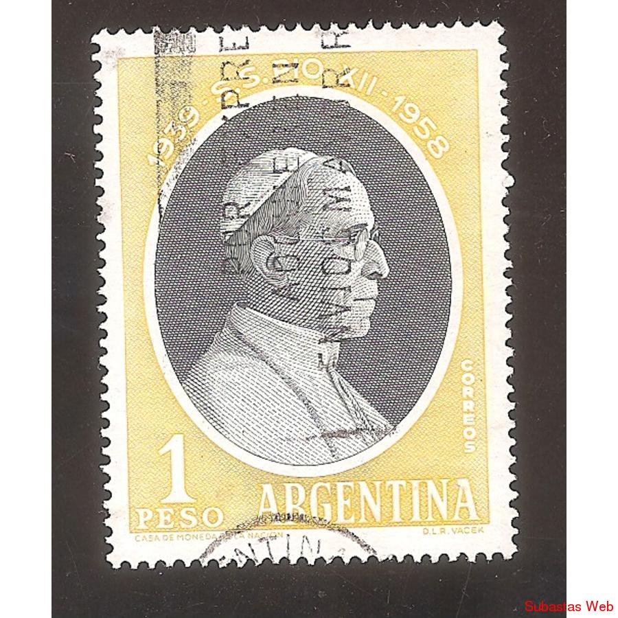 ARGENTINA 1959(MT597) HOMENAJE AL PAPAPIO XII  USADA