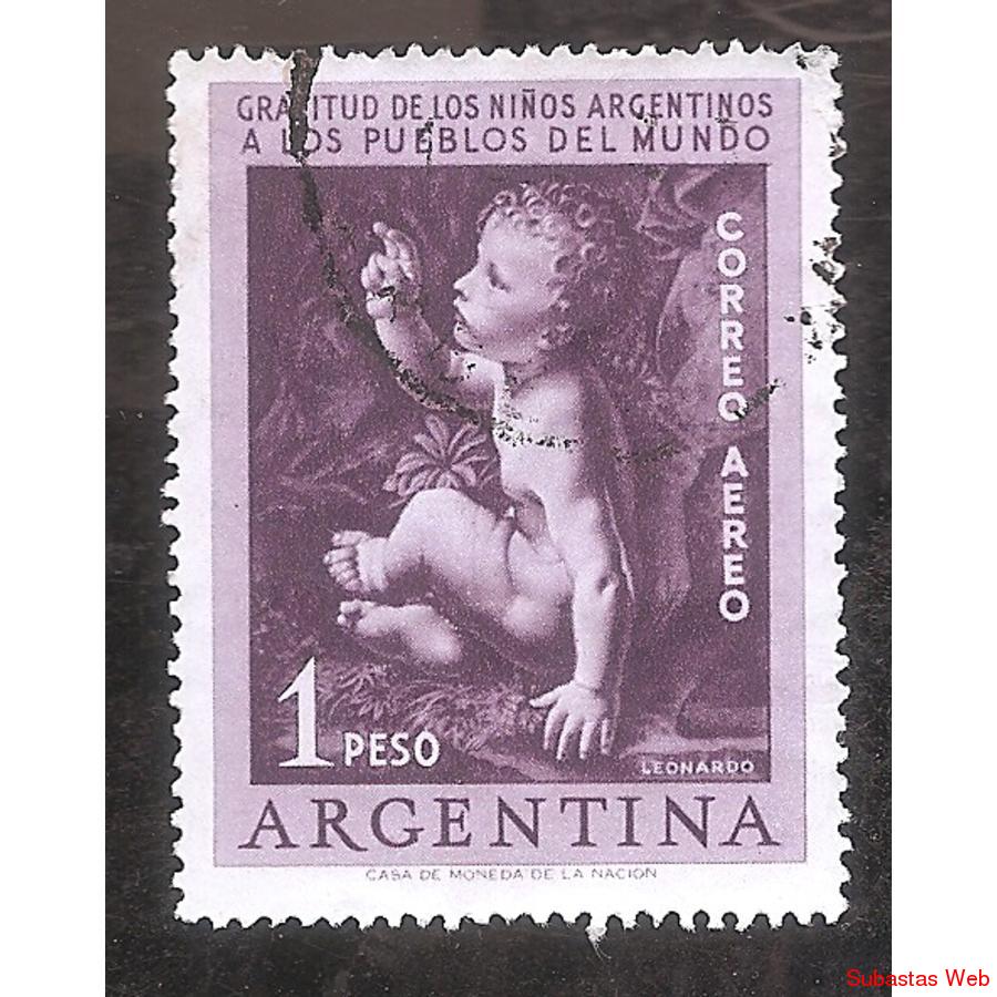 ARGENTINA 1956 (MT42Aerea) GRATITUD DELOS NIÑOS  USADA