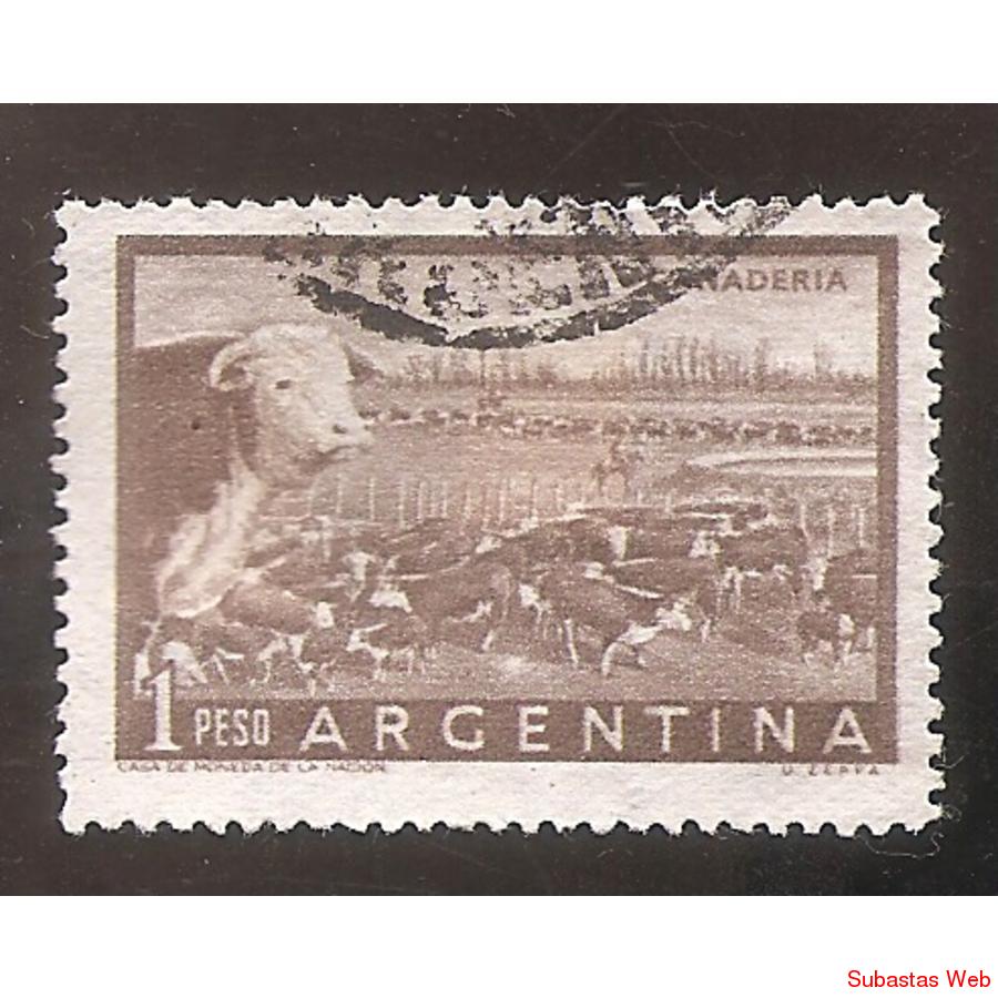 ARGENTINA 1954(MT547A) GANADERIA PAPEL MATE,  USADA