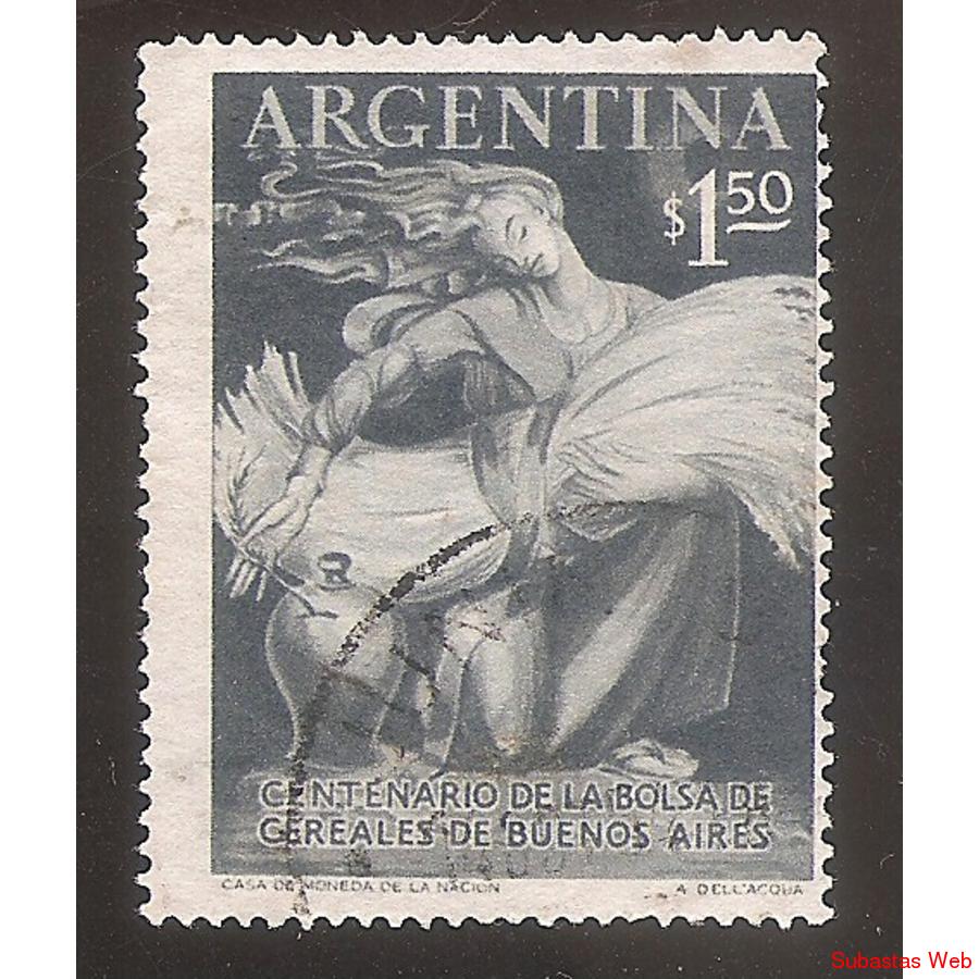 ARGENTINA 1954(MT544) CENTENARIO BOLSA DE CEREALES  USADA