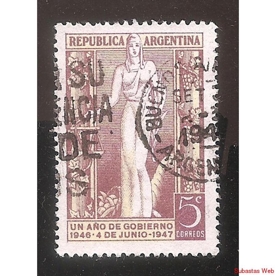 ARGENTINA 1947(MT487) UN AÑO DE GOBIERNO PERONISTA  USADA