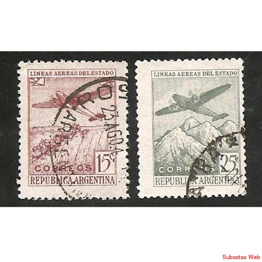 ARGENTINA 1946(MT467-68) LINEAS AEREAS DEL ESTADO SIN FILI