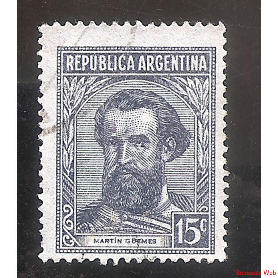 ARGENTINA 1942(MT423IIa) GUEMES FILI RAYOS RECTOS NITIDA  US