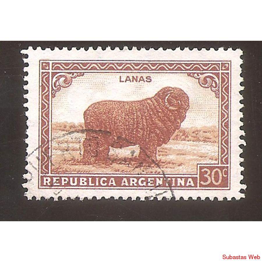 ARGENTINA 1935(MT377)  OBEJA FILIGRANA RA RO,  USADA
