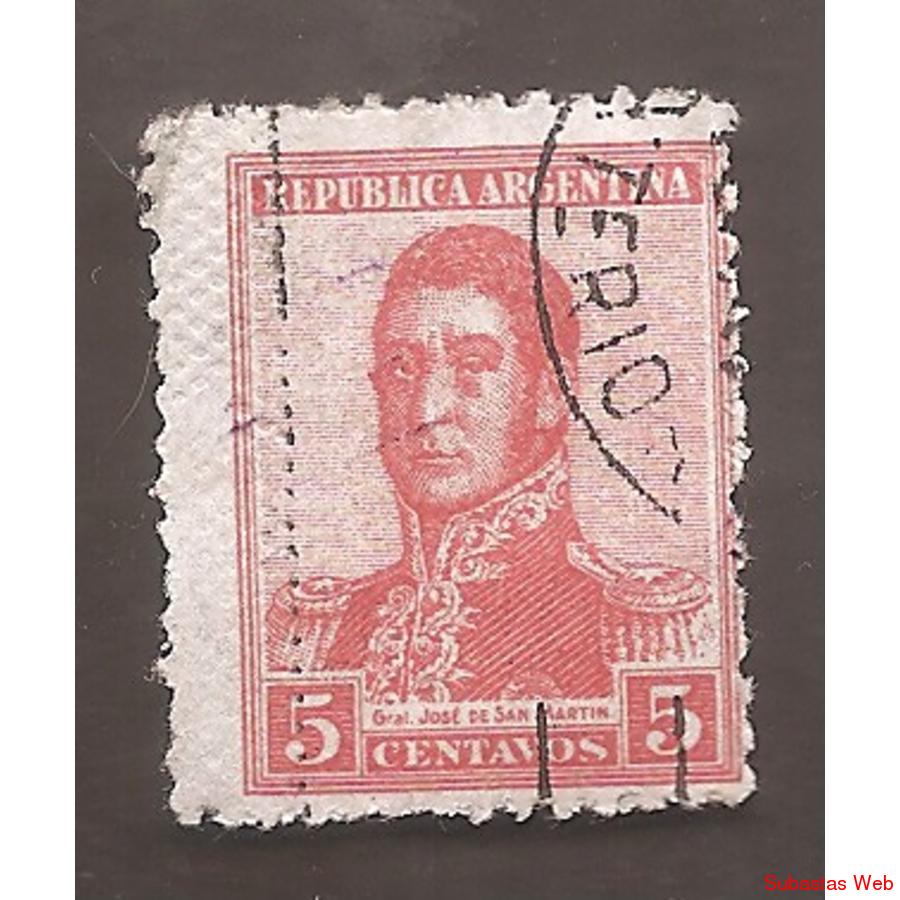 ARGENTINA-EB 1918(233B) SAN MARTIN  SINFILI  13,5x12,5  USAD