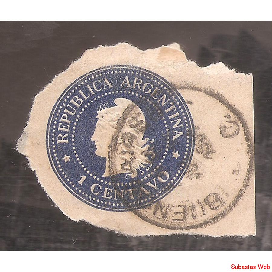 ARGENTINA 1896(FAJ30) CABEZA DE LIBERTAD EN RELIEVE AZUL  US